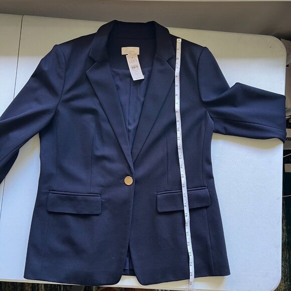NWT ANN TAYLOR Notched One Button Blazer - Deep Navy  |10P - Picture 13 of 15